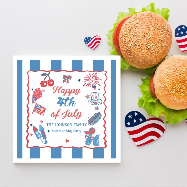 Serviette En Papier Joyeux 4 juillet Fireworks BBBQ Party Napkins (Créateur téléchargé)