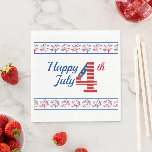 Serviette En Papier Joyeux 4 Juillet Papier serviettes, Standard (En situation)