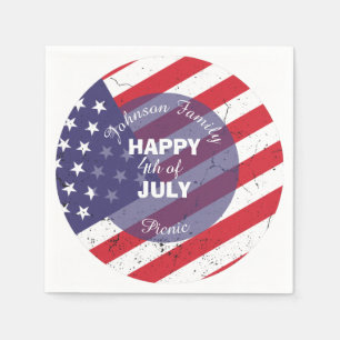 Serviette En Papier Joyeux 4 juillet Pique-nique familial patriotique