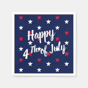 Serviette En Papier Joyeux 4 juillet rouge blanc & bleu marine étoiles