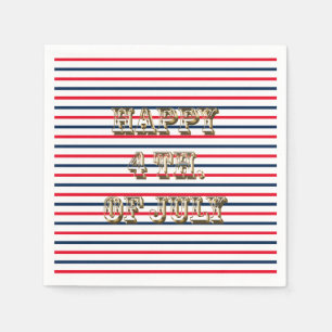 Serviette En Papier Joyeux 4 juillet rouge blanc rayures patriotiques