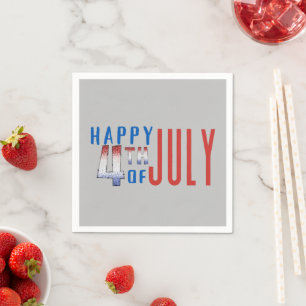 Serviette En Papier Joyeux 4 juillet Shimmer Word Art