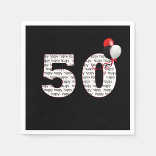 Serviette En Papier Joyeux 50e anniversaire en noir