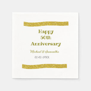 Serviette En Papier Joyeux 50e anniversaire parties scintillant dorée