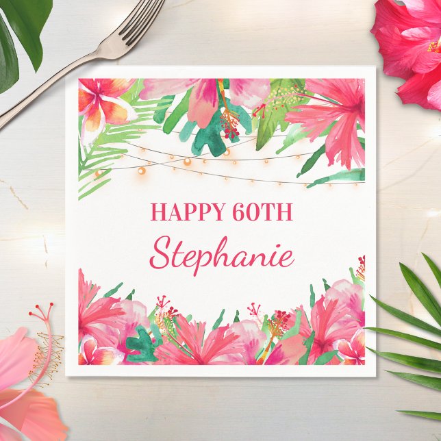 Serviette En Papier Joyeux 60e anniversaire Tropical String Light Hawa (Créateur téléchargé)