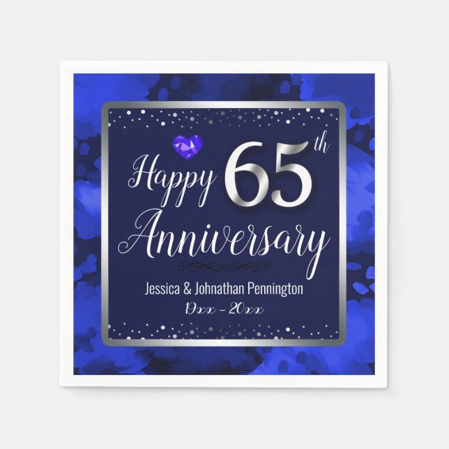 Serviette En Papier Joyeux 65e anniversaire de Mariage (Devant)