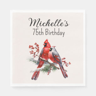 Serviette En Papier Joyeux 75e anniversaire aux Cardinals rouges