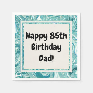 Serviette En Papier Joyeux 85e Anniversaire Marbre Liquide Bleu Person