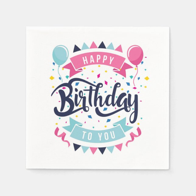 Serviette En Papier Joyeux anniversaire (Devant)