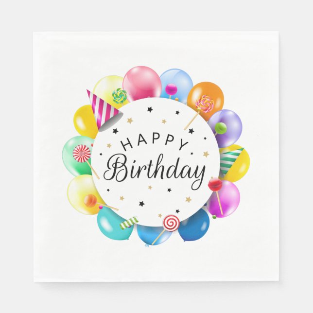 Serviette En Papier Joyeux anniversaire (Devant)