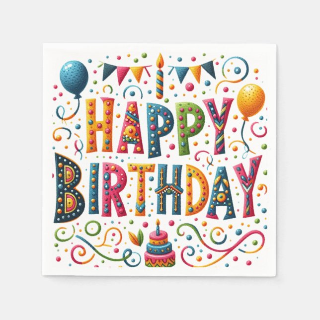 Serviette En Papier Joyeux anniversaire (Devant)