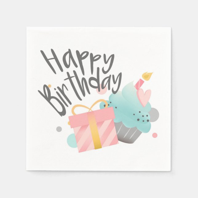 Serviette En Papier Joyeux anniversaire (Devant)