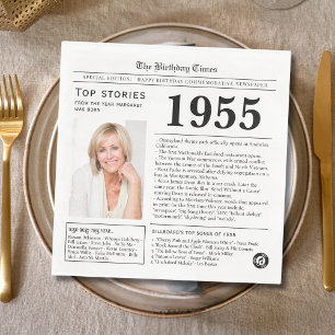 Serviette En Papier Joyeux anniversaire 1955 Journal Trivia