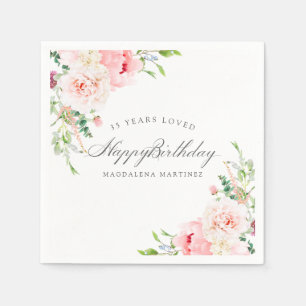 Serviette En Papier Joyeux Anniversaire 35e Anniversaire Fleurs Roses 