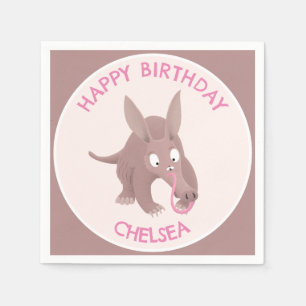 Serviette En Papier Joyeux anniversaire à l'aardvark drôle et mignon p