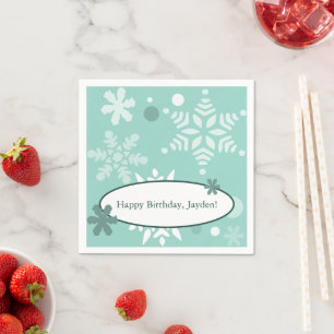 Serviette En Papier Joyeux Anniversaire à thème hivernal Napkin bleu t