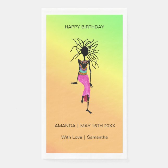 Serviette En Papier Joyeux anniversaire, Africaine Art Warrior (Devant)