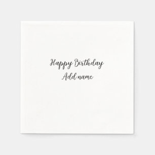Serviette En Papier Joyeux anniversaire ajouter nom titre simple minim