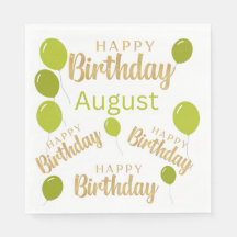 Joyeux anniversaire Août anniversaires Papier Napk