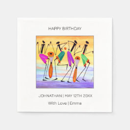 Serviette En Papier Joyeux anniversaire, aquarelle exprimant le bonheu
