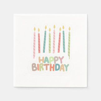 Serviette En Papier Joyeux Anniversaire avec Bougies allumées