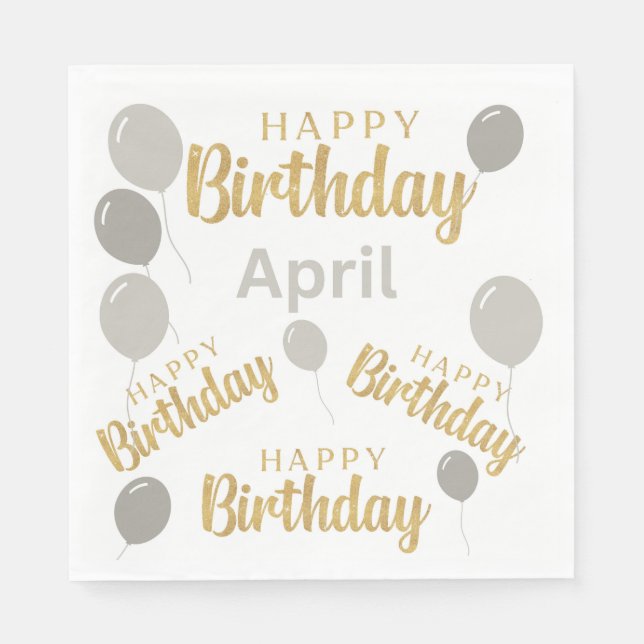 Serviette En Papier Joyeux anniversaire Avril anniversaires Papier Nap (Devant)