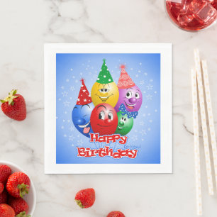 Serviette En Papier Joyeux Anniversaire, Ballons Drôles,