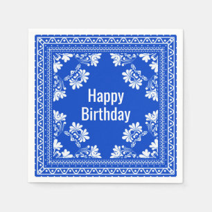 Serviette En Papier Joyeux Anniversaire Bandana Bleue