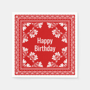 Serviette En Papier Joyeux Anniversaire Bandana Rouge