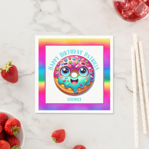 Serviette En Papier Joyeux Anniversaire beigne ajouter date filles
