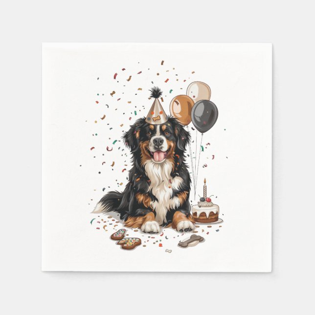 Serviette En Papier Joyeux anniversaire Bernese Mountain Dog (Devant)