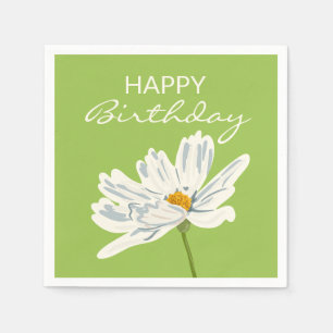 Serviette En Papier Joyeux anniversaire blanc été Fleur artistique