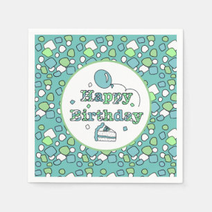 Serviette En Papier Joyeux anniversaire bleu et vert