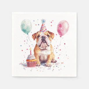 Serviette En Papier Joyeux Anniversaire Bouledogues Anglais