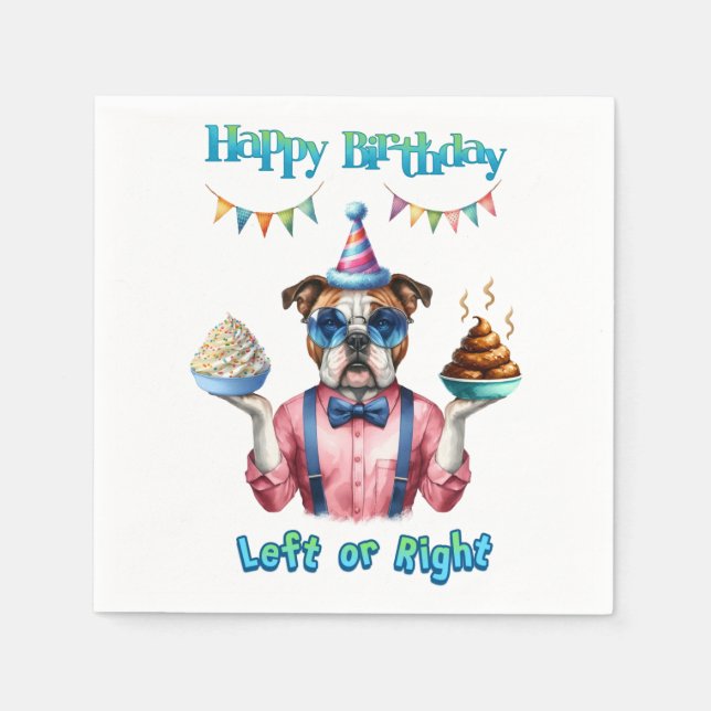 Serviette En Papier Joyeux Anniversaire Boxer Gauche Ou Droite Traite (Devant)
