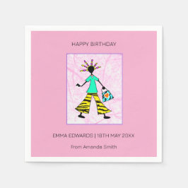 Serviette En Papier Joyeux anniversaire, branché et élégante femme