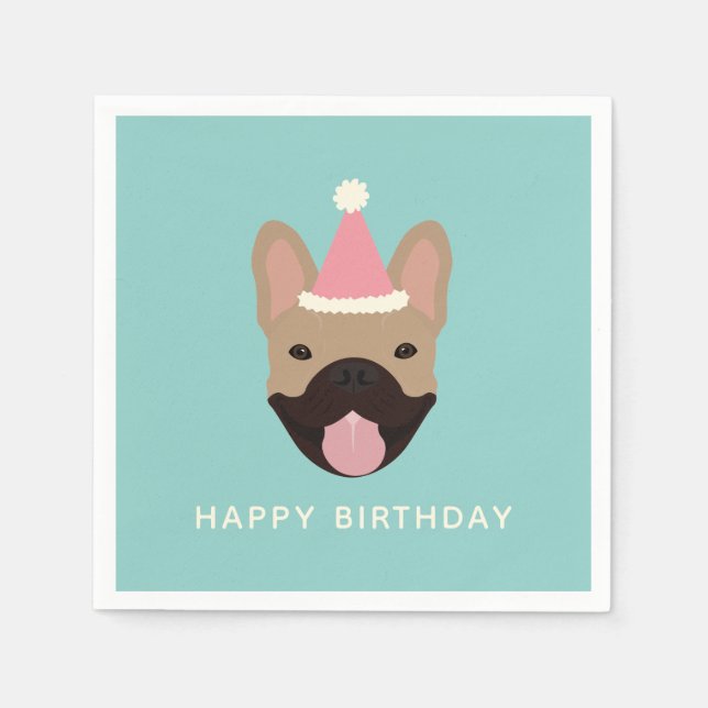 Serviette En Papier Joyeux anniversaire Casquette français de la fête  (Devant)