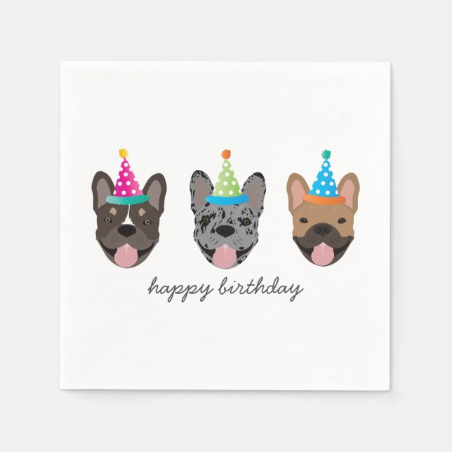 Serviette En Papier Joyeux anniversaire Casquettes français de la Fête (Devant)