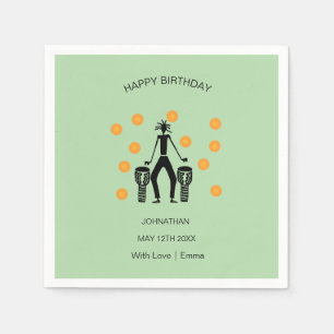 Serviette En Papier Joyeux Anniversaire, Célébration Africaine Du Drum