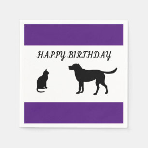 Serviette En Papier Joyeux anniversaire chat et serviettes de chien