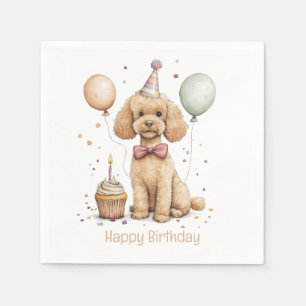 Serviette En Papier Joyeux Anniversaire Chien Caniche Standard