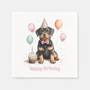 Serviette En Papier Joyeux Anniversaire Chien Rottweiler