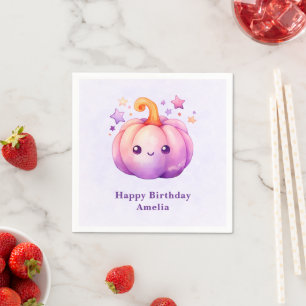 Serviette En Papier Joyeux Anniversaire Citrouille Pastel avec Étoiles