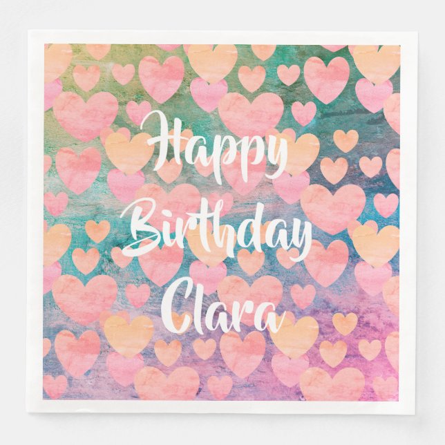 Serviette En Papier Joyeux anniversaire #Clara serviettes de fête par  (Devant)