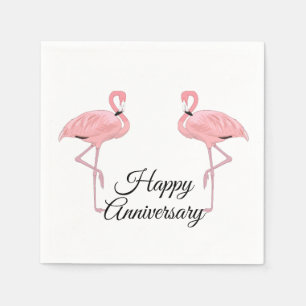 Serviette En Papier Joyeux Anniversaire Classiques Flamants Roses