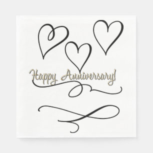 Serviette En Papier Joyeux Anniversaire Cœurs