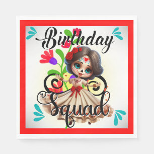 Serviette En Papier Joyeux Anniversaire Crâne de Sucre Mignon
