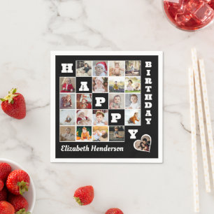 Serviette En Papier Joyeux anniversaire Custom 21 Photo Collage Cadeau