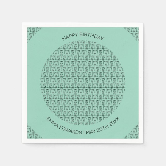 Serviette En Papier Joyeux anniversaire Cute Coconut Trees silhouette (Devant)