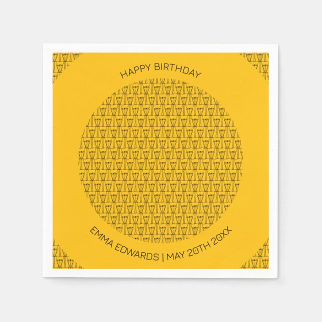 Serviette En Papier Joyeux anniversaire Cute Coconut Trees silhouette (Devant)